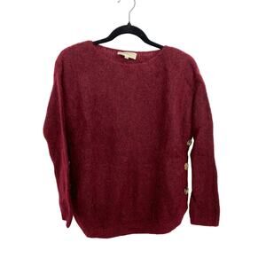Sezane Paul Jumper Sweater Womens Size XS Button Detail Cranberry Red Wool Blend